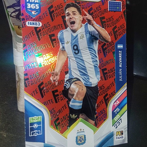 Julian Alvarez Red Parallel Panini Adrenalyn XL FIFA 365 card 2026