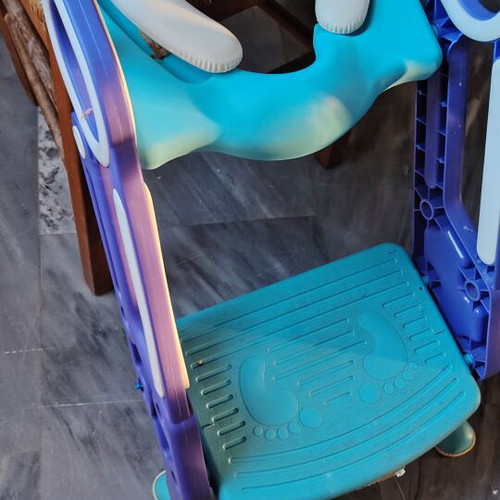 Toilet seat with step stool for children used