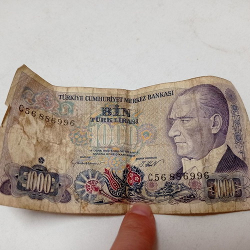 Turkish lira banknotes used, set of 3 from 1970