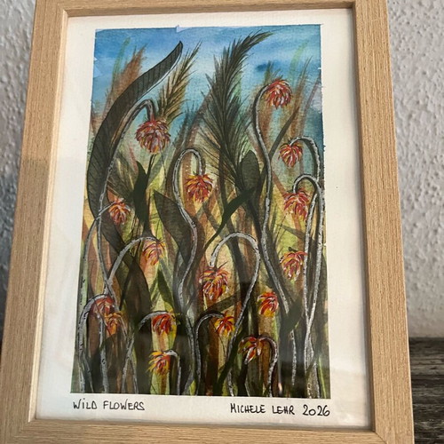 Watercolor in frame new, handmade 22x17