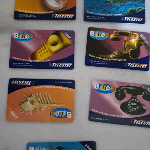 Phone cards used, pack of 7 pieces