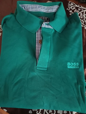 Hugo Boss men's long sleeve shirt, green, size M