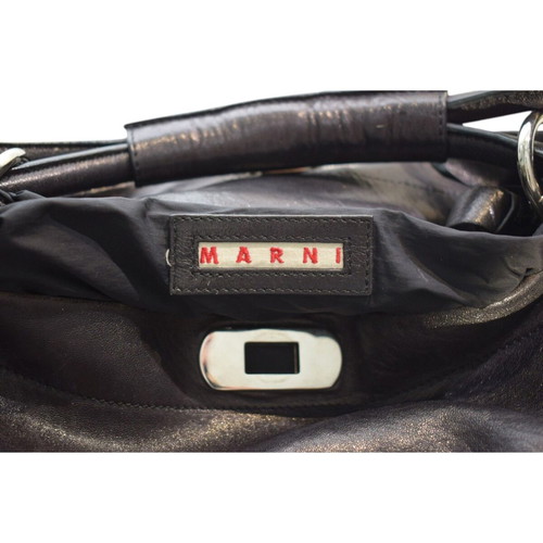 Marni Zip Around Hobo Shoulder Bag like new, black distressed crackle leather