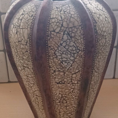Vintage porcelain mosaic floor vase used