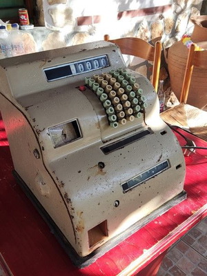Valentin antique cash register used, vintage decor piece