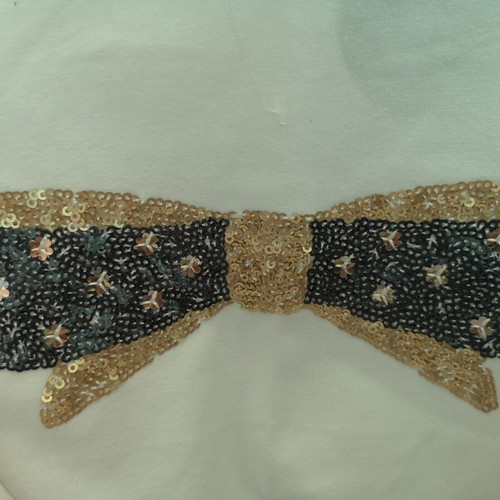 Okaidi white girls' long sleeve blouse with sequin bow size 128