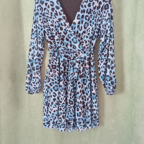 Dress new with tags, animal print, beige and blue, one size