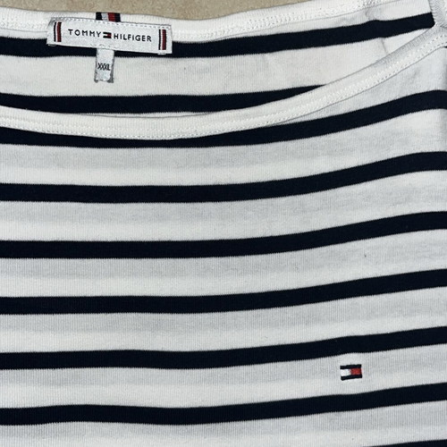Tommy Hilfiger Women Top white and navy striped 3/4 sleeve boat neck size XXL like new