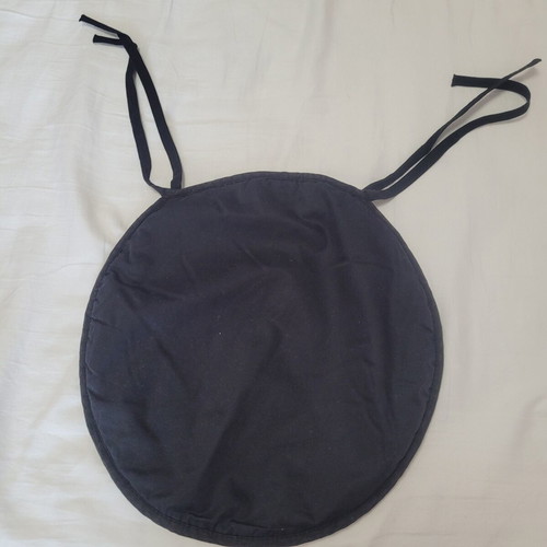 Black stool cushion with cords, 35x35 cm