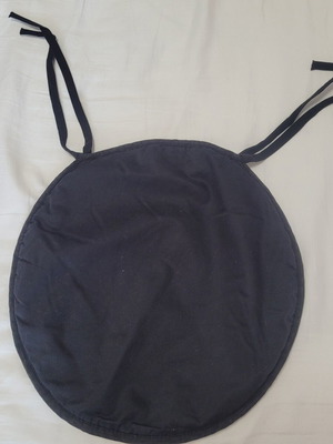 Black stool cushion with cords, 35x35 cm