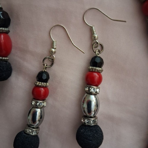 Jewelry set from black Santorini lava stone, like new