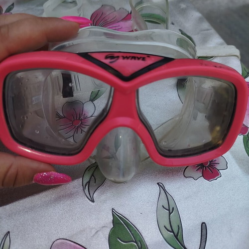 Snorkeling Mask Wave children's used, pink dual lens