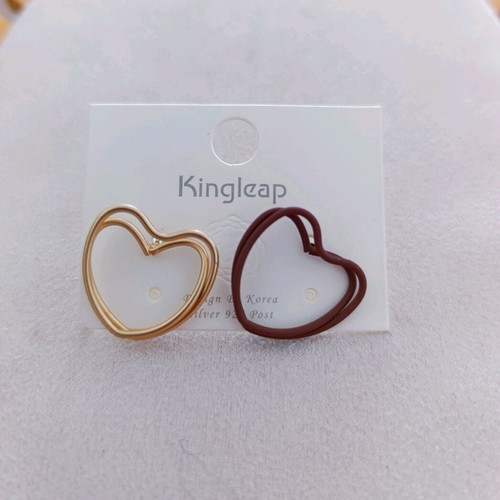 Heart Earrings new, two-tone matte gold and brown