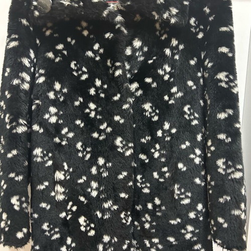 Women's coat used, black with white spots faux fur by Alex