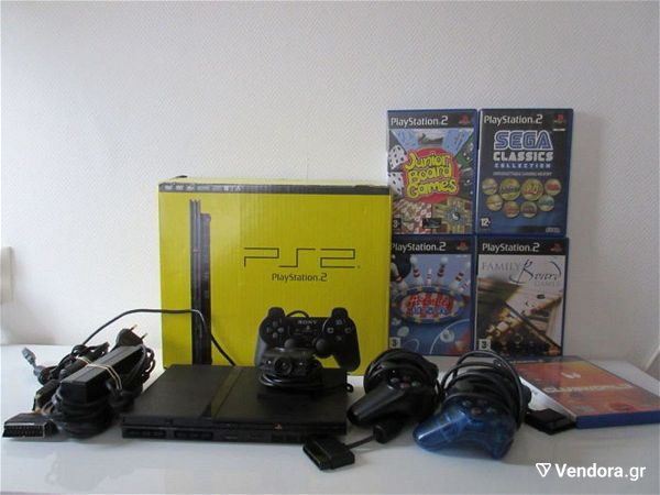  Sony Playstation 2 Slim sto kouti tou, komple, aristi katastasi, gia sillekti