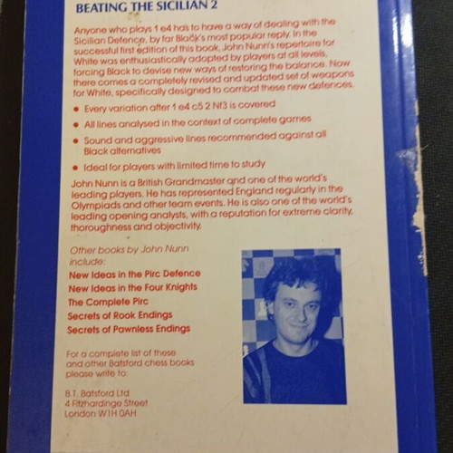 Beating the Sicilian 2 by John Nunn used, chess book in English