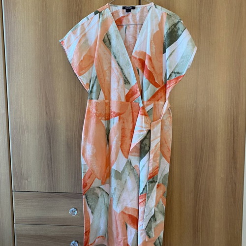 Esmara Linen Floral Dress new, orange and green