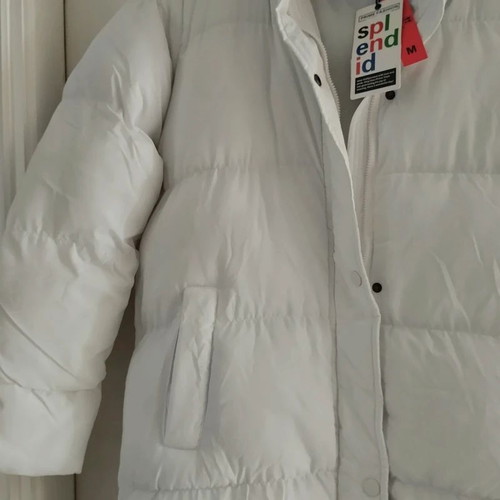 Splendid long white puffer coat elegant, new, size M