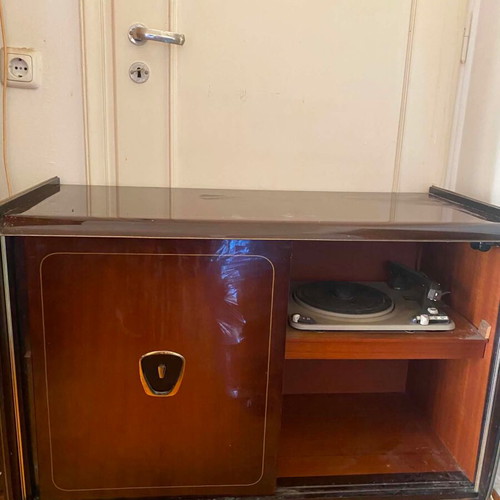 Vintage wooden furniture with built-in turntable used