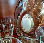  Μπουκαλι Λικερ & ποτηρακια με ασημενια διακοσμηση.