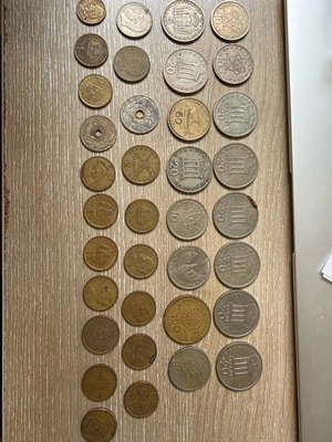 Collection of old Greek coins like new