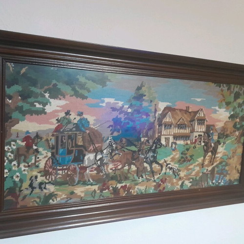 Embroidered antique painting used