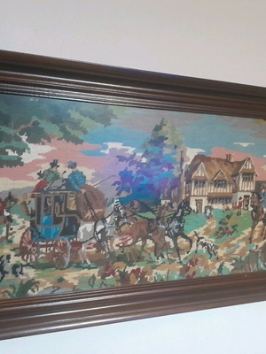 Embroidered antique painting used