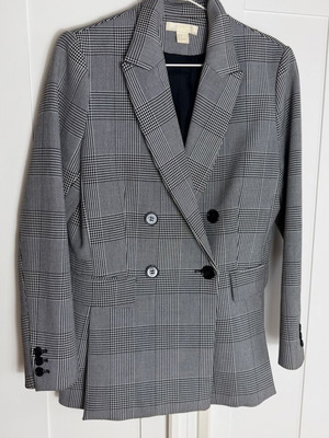 Blazer jacket size 38 gray checkered women's H&M like new with buttons