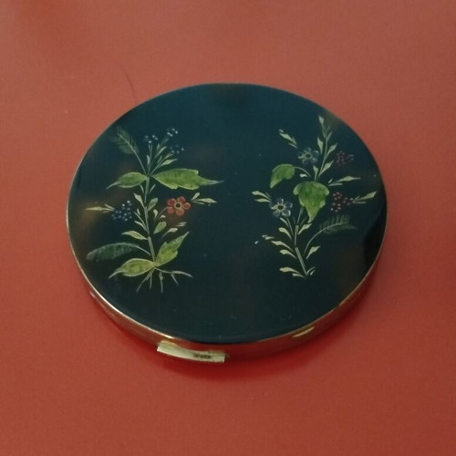 Stratton vintage powder compact like new, 1950s floral enamel design