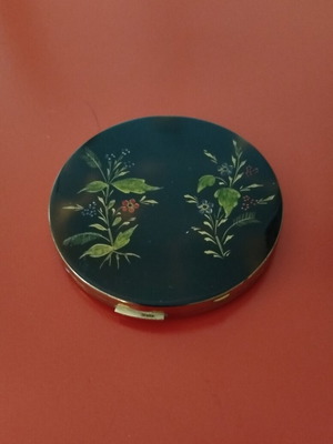 Stratton vintage powder compact like new, 1950s floral enamel design