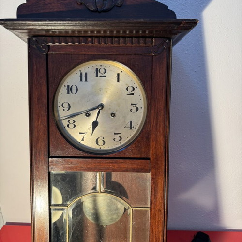 Junghans Wall Clock Analog used, 75 cm with key and weights