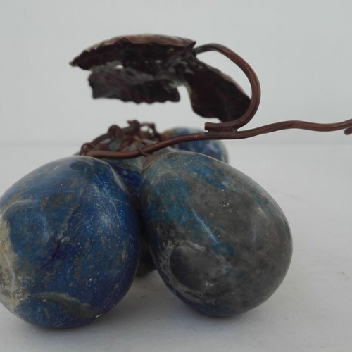 Vintage Lapis Lazuli grape decoration with copper leaves, 1970s, like new