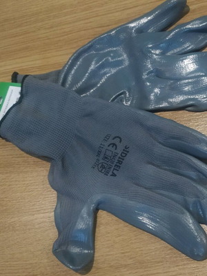 Pair of Siderela nitrile work gloves grey new, size XXL