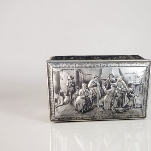 Vintage tin box with Dutch Tavern Merry Company scenes collectible
