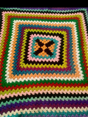 Vintage wool handmade decorative throw like new 43x43 cm