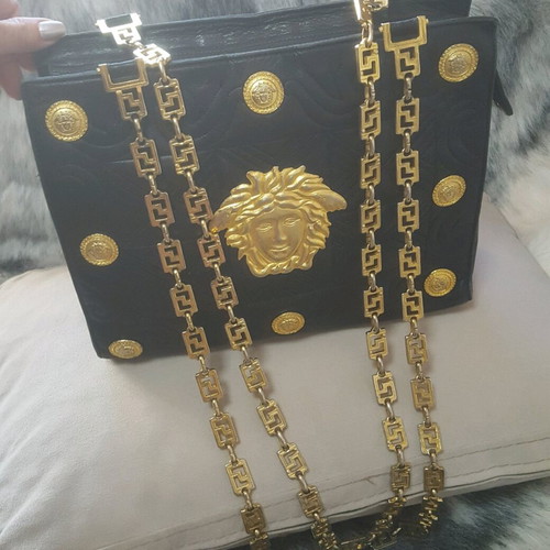 Gianni Versace vintage black leather shoulder bag used