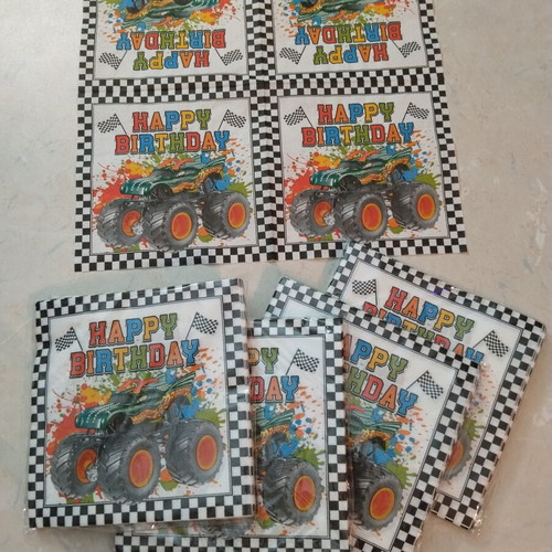Monster Truck Party Set new with napkins, gift bags, and medals