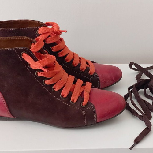 Chaniotakis flat boots used size 37 brown and red