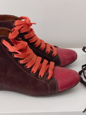 Chaniotakis flat boots used size 37 brown and red