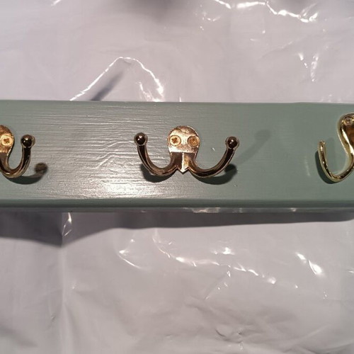 Handmade wall hanger 59cm with 5 double hooks