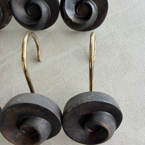 Vintage bronze spiral shower curtain hooks set of 12, like new