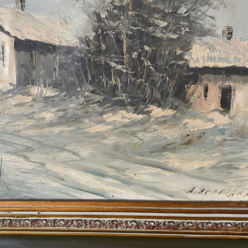 Winter oil painting by Dimitrios Vergidis like new, signed