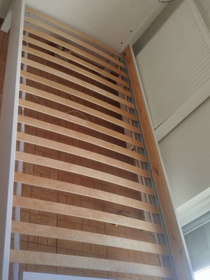 Ikea Hemnes single bed used with 2 wooden wall boxes
