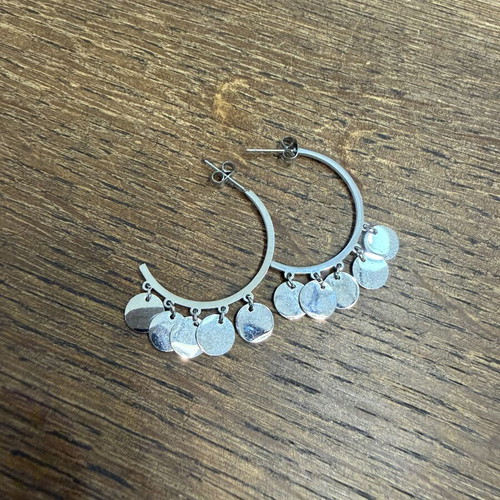 Stainless Steel Hoop Earrings new, silver color