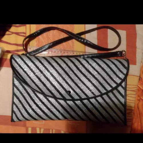 Elegant shoulder bag used, gray and black, Scandinavian origin