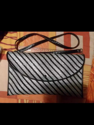 Elegant shoulder bag used, gray and black, Scandinavian origin