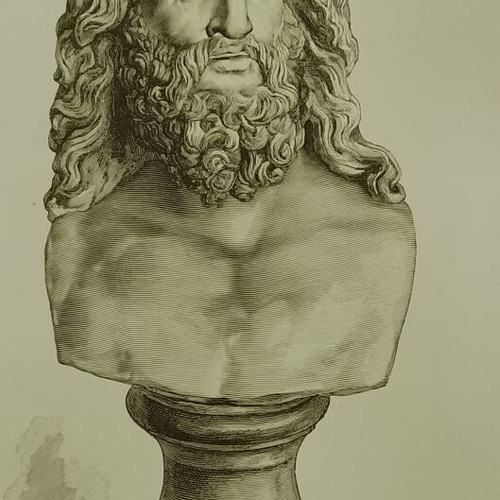 Λιθογραφία 1880 προτομή Δία, 26,5x19 εκ.