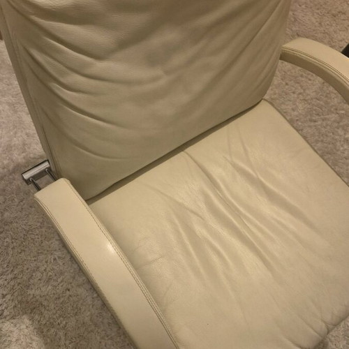 Office chairs beige used, set of 2, leatherette or leather