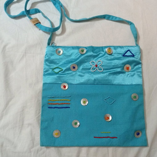 Embroidered bag with shells and beads new
