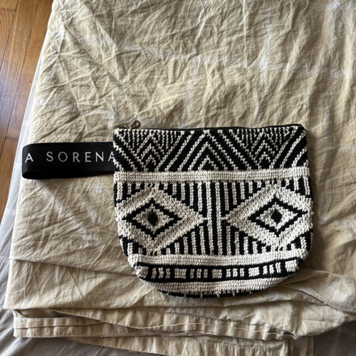 Sorena Handmade Embroidered Handbag like new, cotton, black and beige